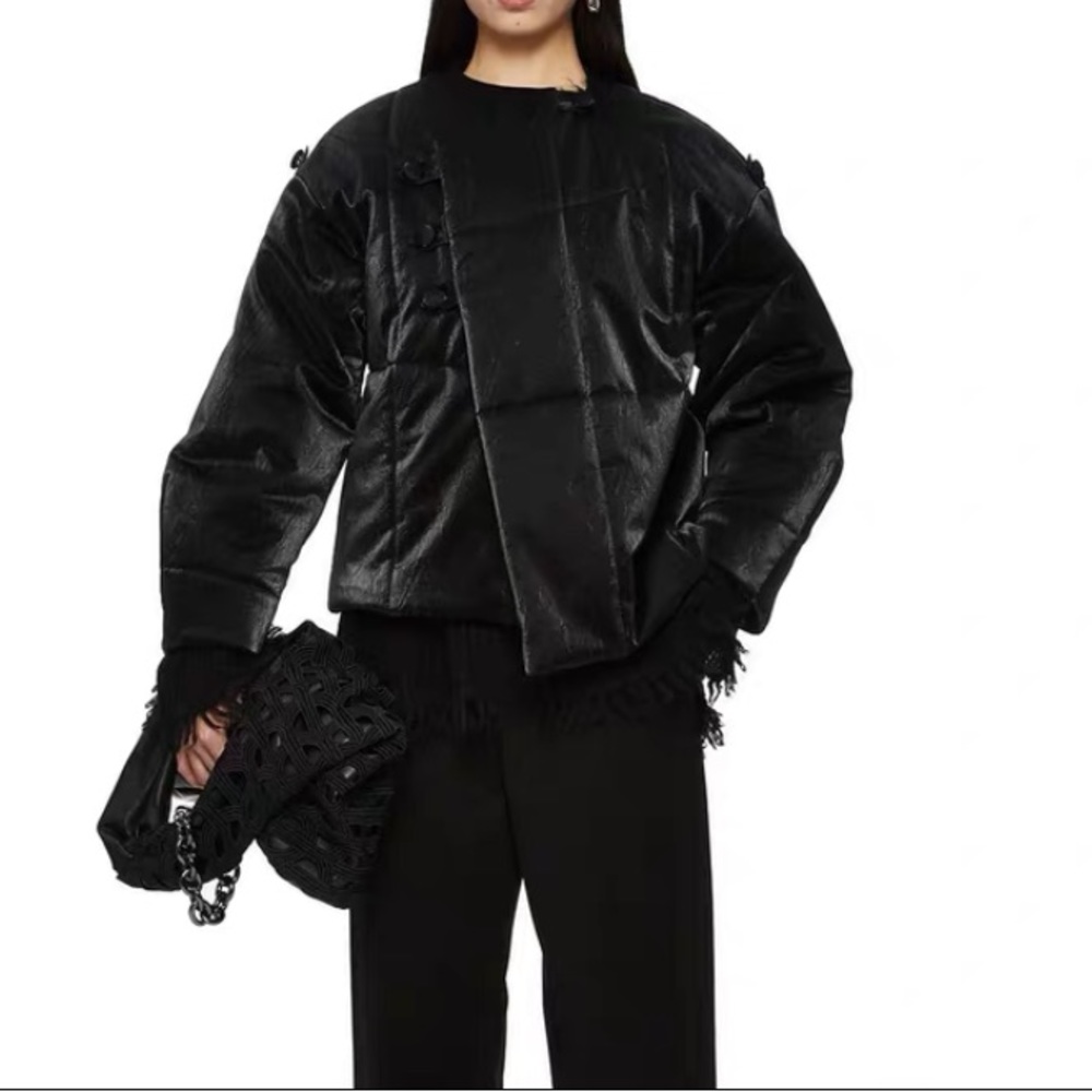 Vegan leather down jacket